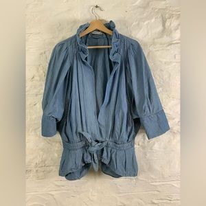 90s True Vintage Tsumori Chisato Denim Avantgarde Blouse/ Jacket w/ peplum